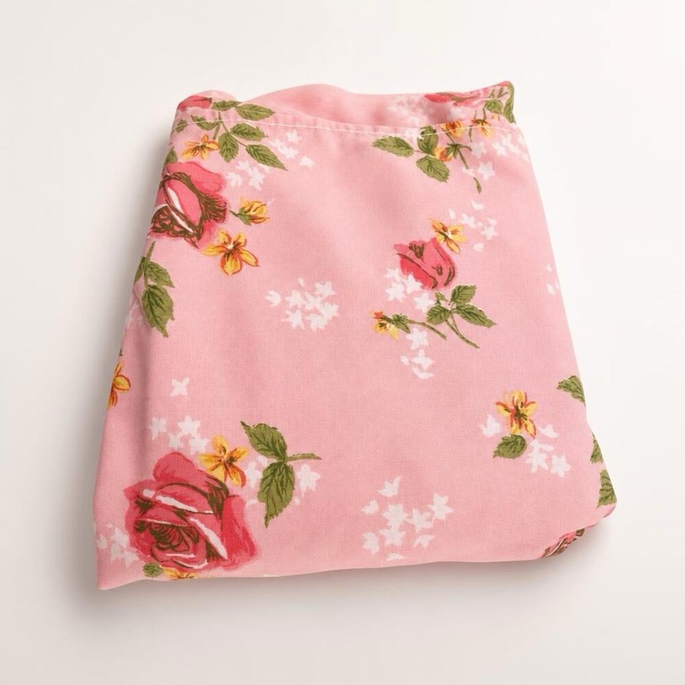 VTG Cotton Blend Twin Fitted Sheet Floral Country Home Cottage 39x79” Mattress